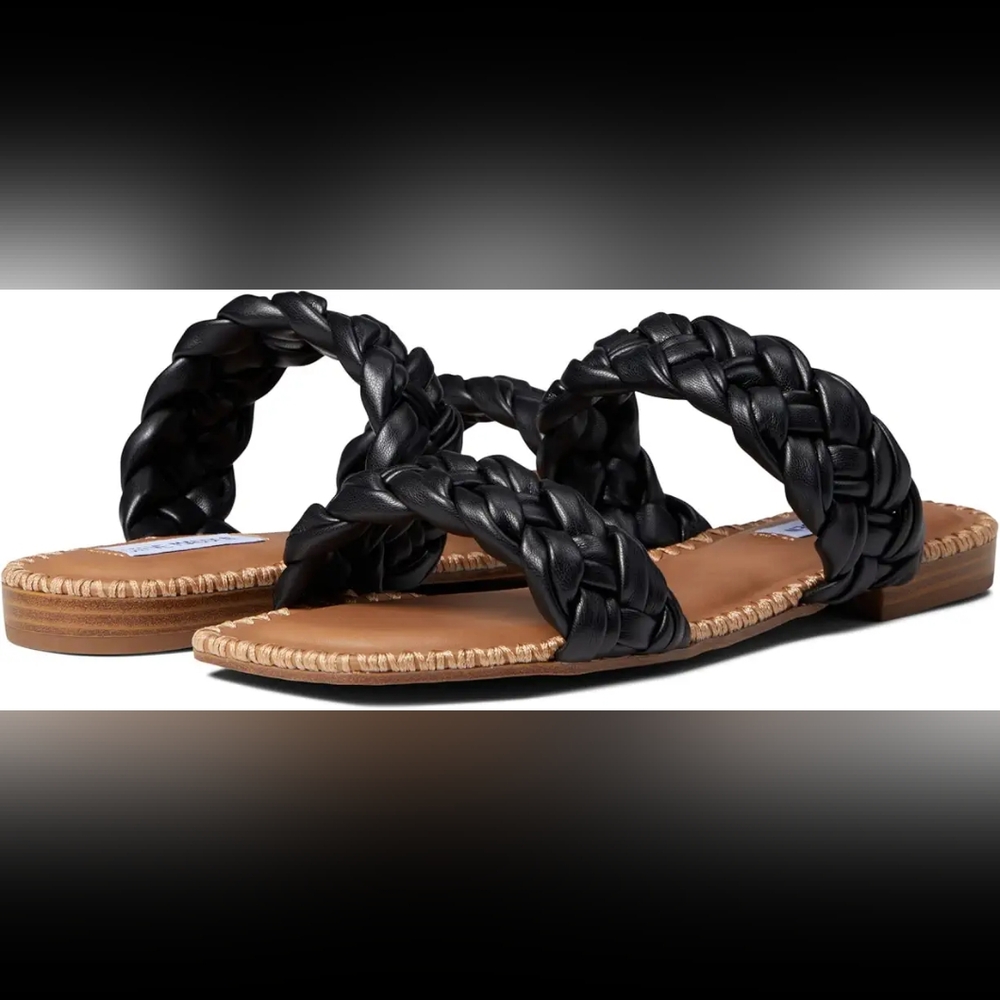 NWB Steve‎ Madden Magnitude Black Braided Sandals Size 7.5